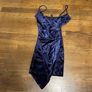 Navy Blue Velvet Mini Wrap Dress Windsor
